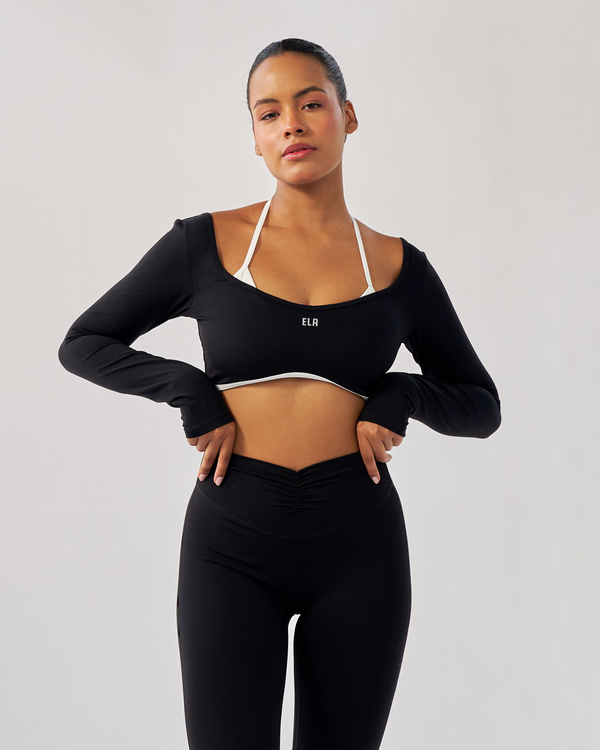 Sportbod™ Long Sleeve Contrast Top - Black