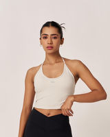 Sportbod™ Halter Tie Back Tank - Vanilla