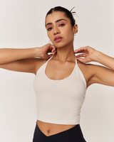 Sportbod™ Halter Tie Back Tank - Vanilla