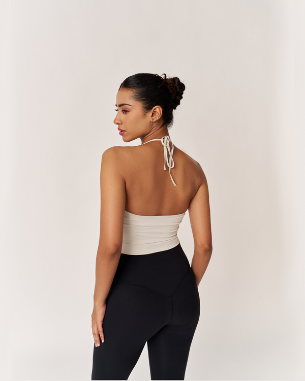 Sportbod™ Halter Tie Back Tank - Vanilla