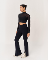 Sheer double agent High-Neck Top - Black