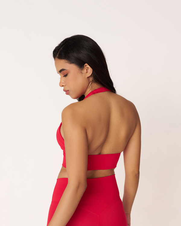 Ultraflex Ruched Halter Bra - Scarlet Red